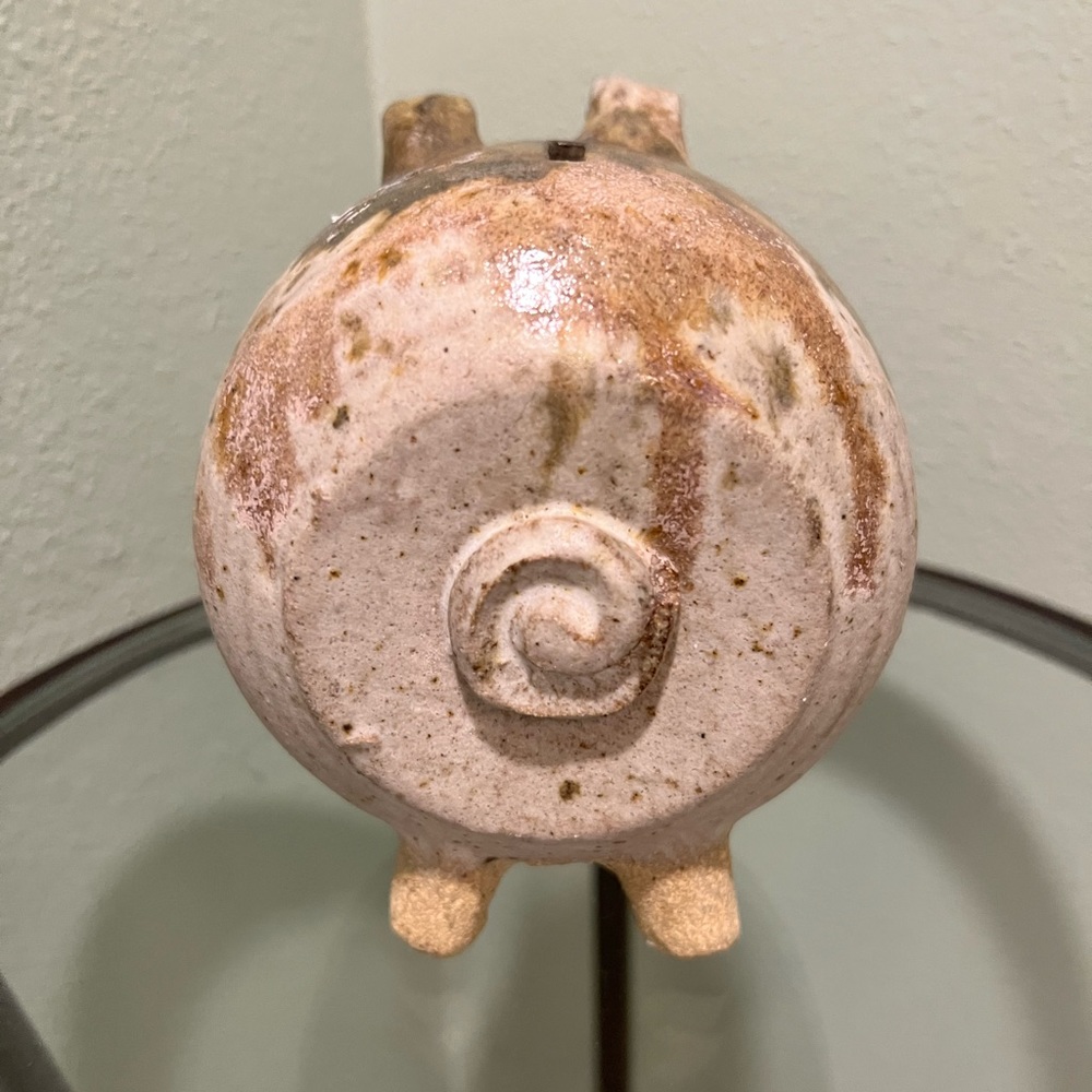 Ceramic Art Pottery Piggy Bank Brown Pig with A Cork Nose Vintage - Picture 3 of 6